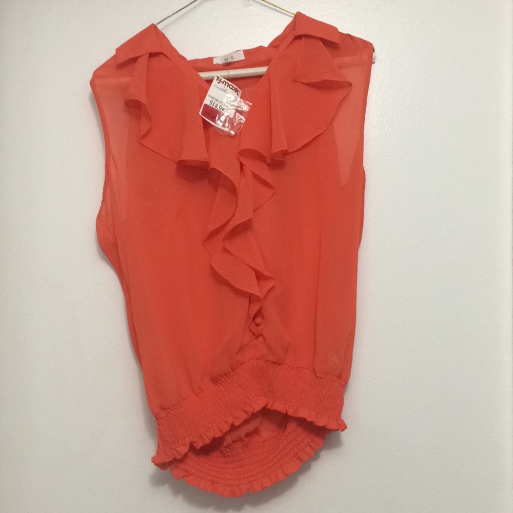 Mine sheer ruffled tank top